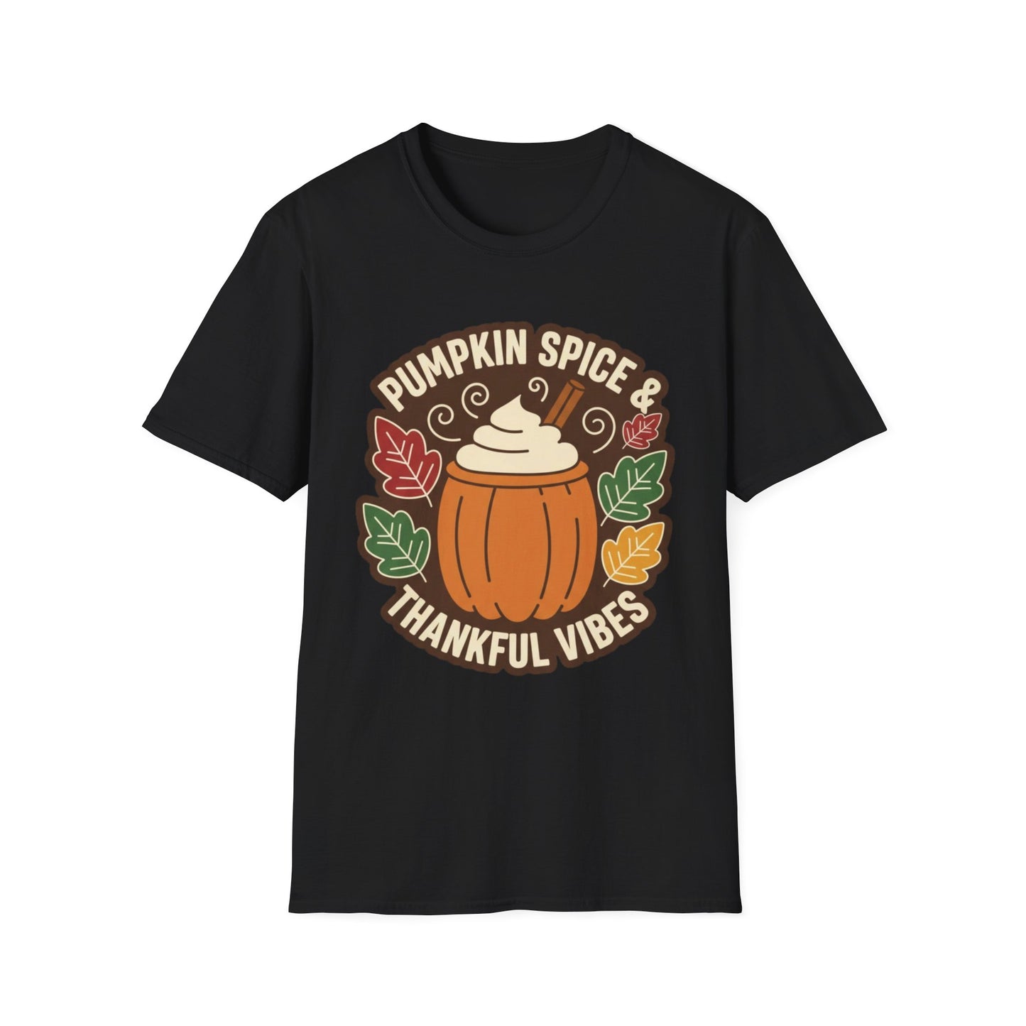 Pumpkin Spice & Thankful Vibes Autumn Fashion T-Shirt