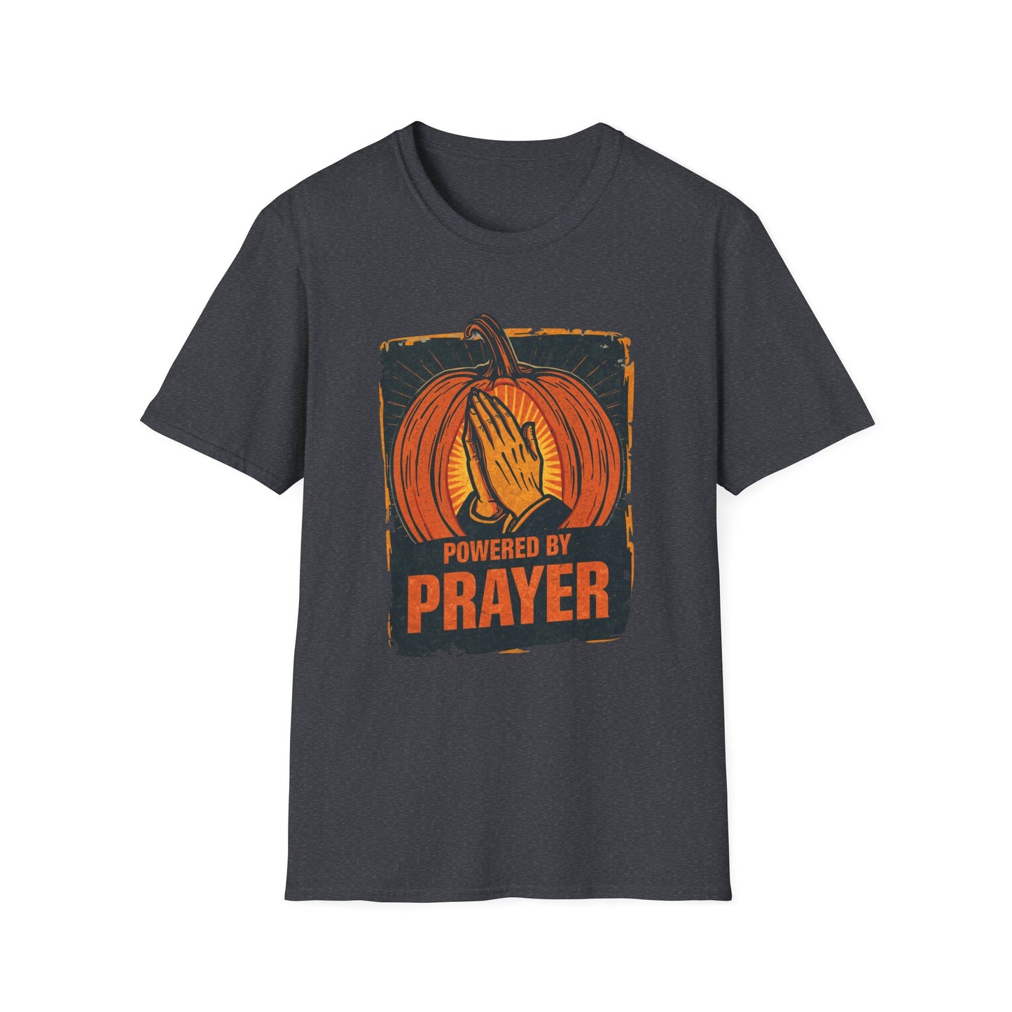 Powered by Prayer Pumpkin Unisex Graphic T-Shirt