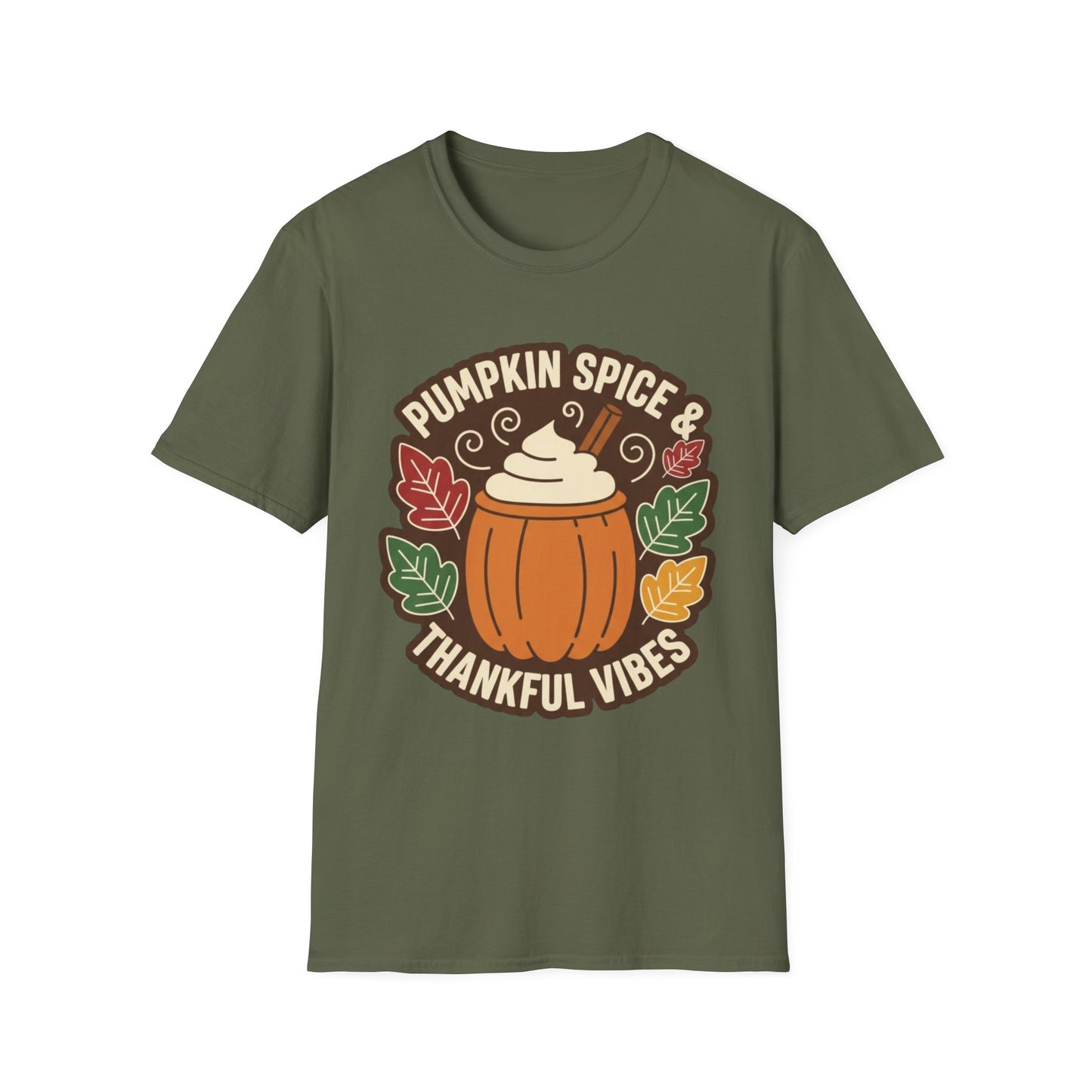 Pumpkin Spice & Thankful Vibes Autumn Fashion T-Shirt