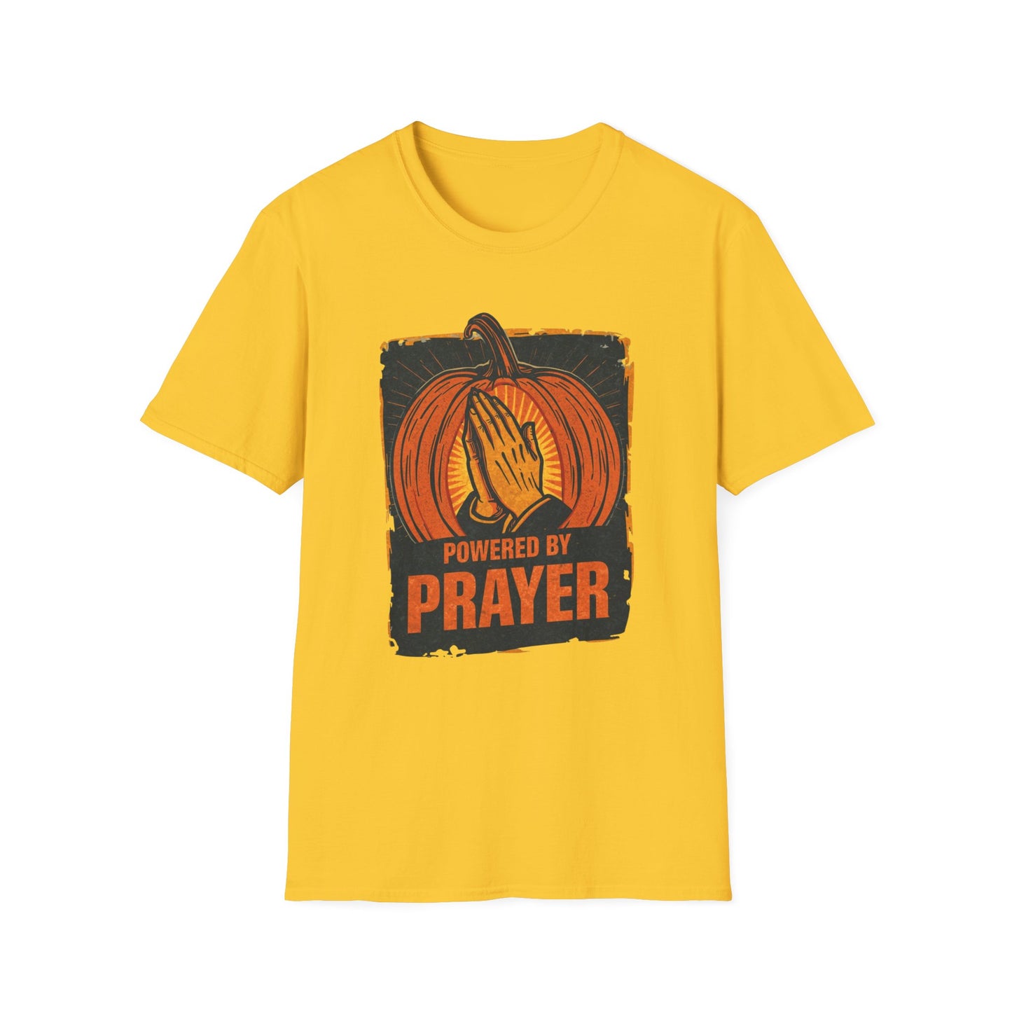 Powered by Prayer Pumpkin Unisex Graphic T-Shirt