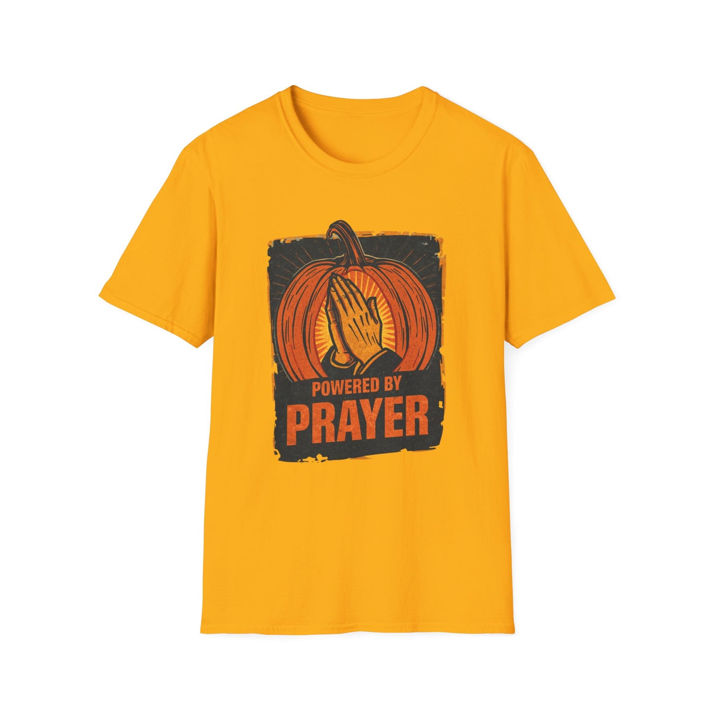 Powered by Prayer Pumpkin Unisex Graphic T-Shirt