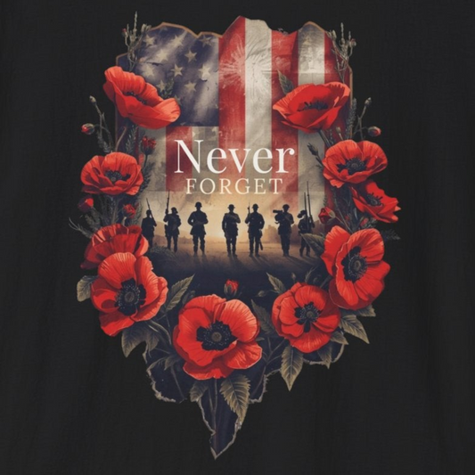 A045 - Never Forget - Memorial Day Tribute Remembrance T-Shirt