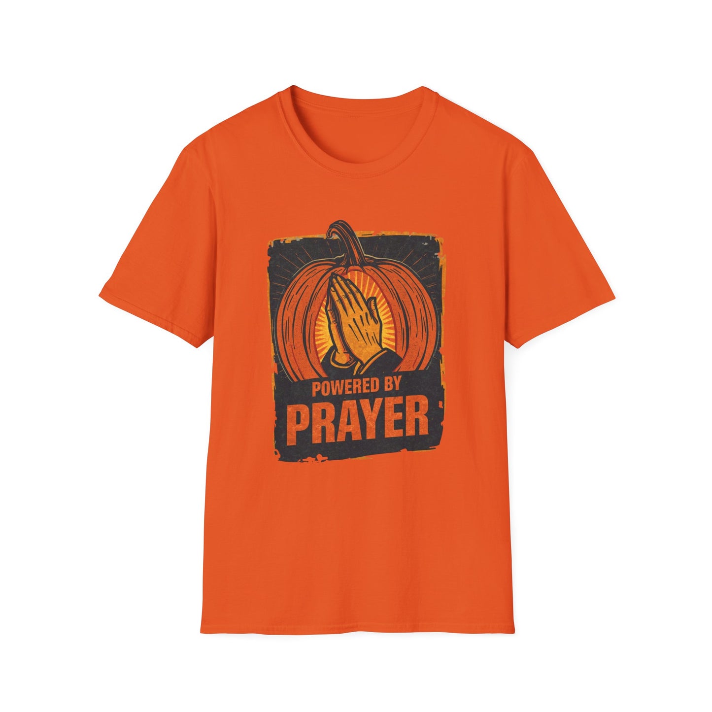 Powered by Prayer Pumpkin Unisex Graphic T-Shirt