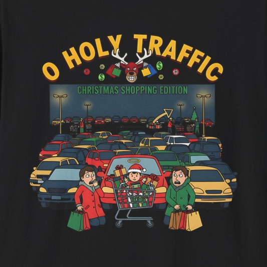 A108 - O Holy Traffic Christmas Shopping Edition Funny Holiday Tee