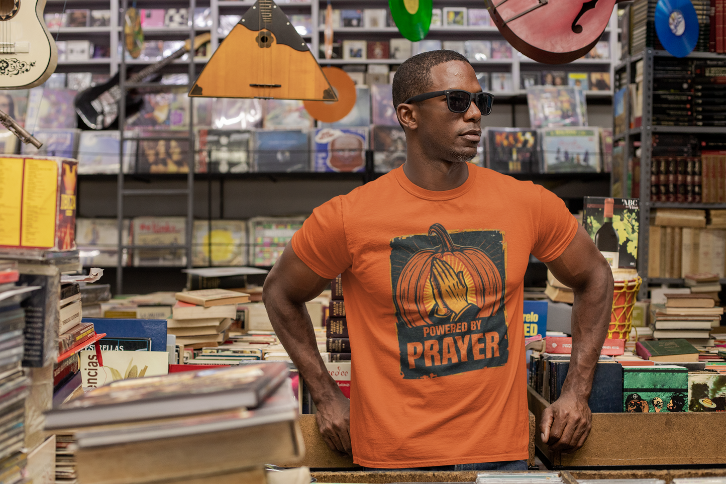 Powered by Prayer Pumpkin Unisex Graphic T-Shirt