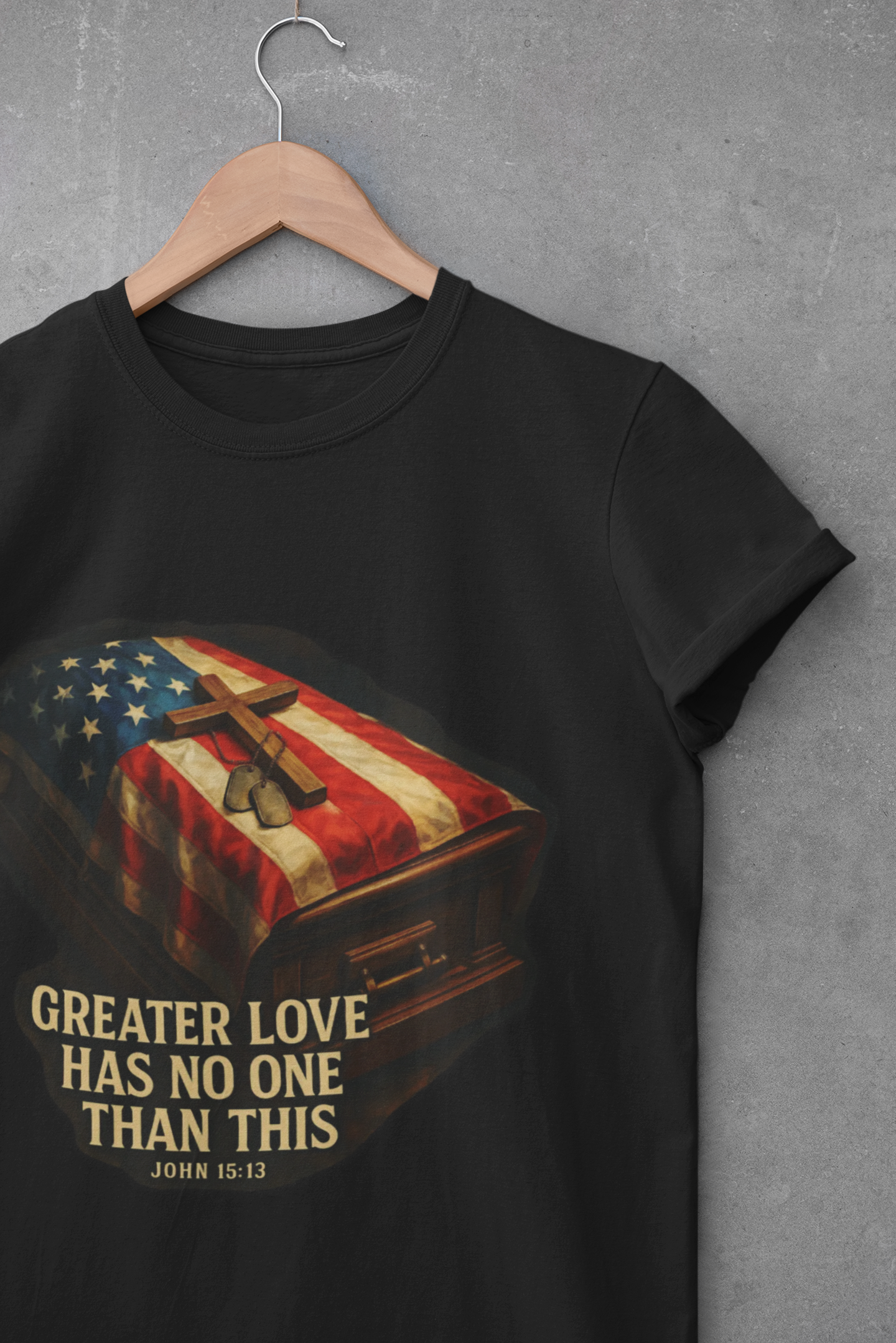 A038 - Memorial Day Veterans Day Tribute T-Shirt, Greater Love Has No One Than This