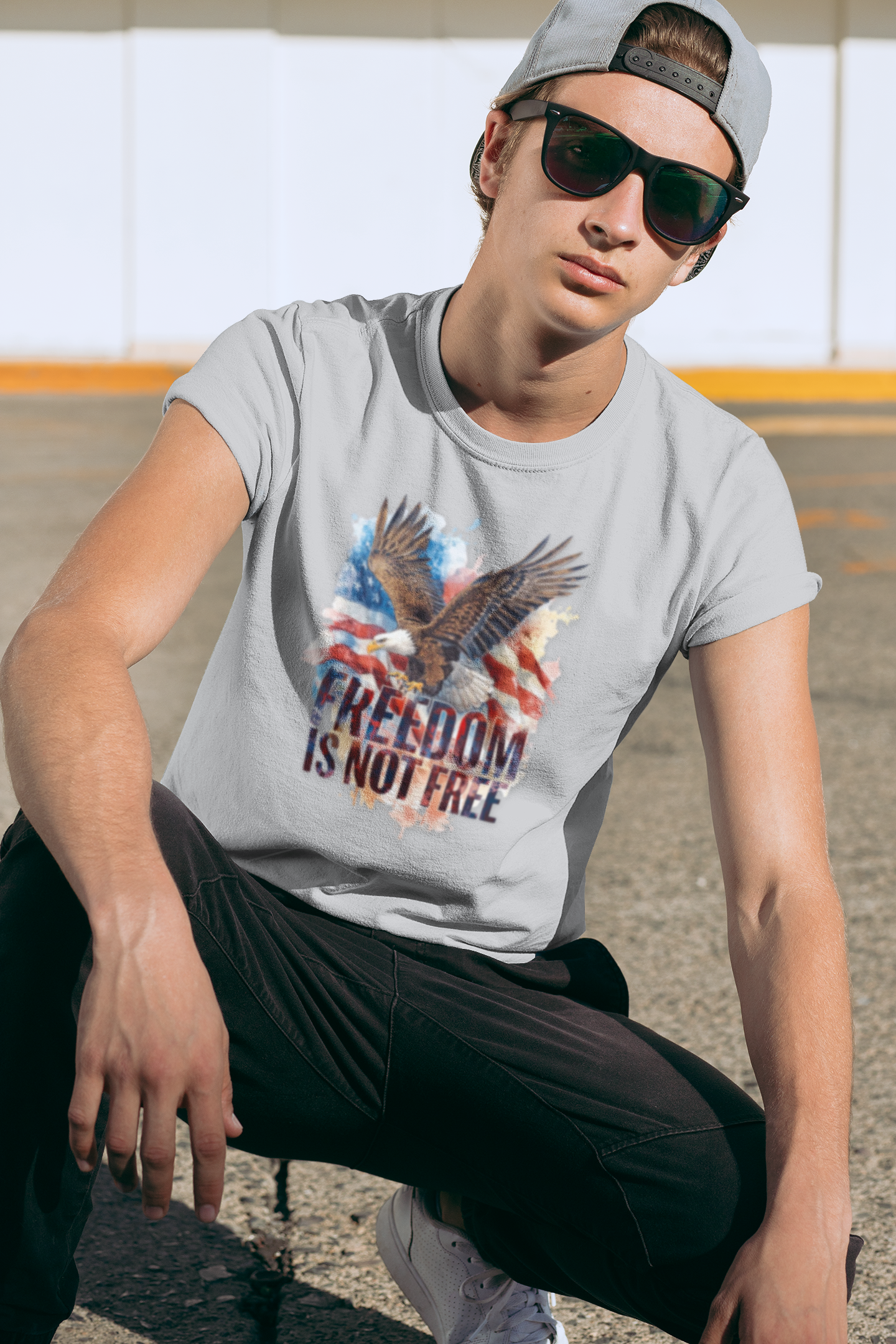 Freedom is Not Free - Flag and Eagle Patriotic T-Shirt
