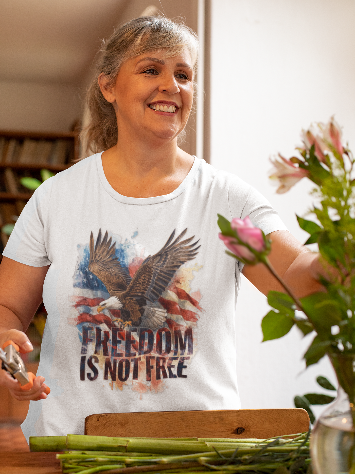 Freedom is Not Free - Flag and Eagle Patriotic T-Shirt