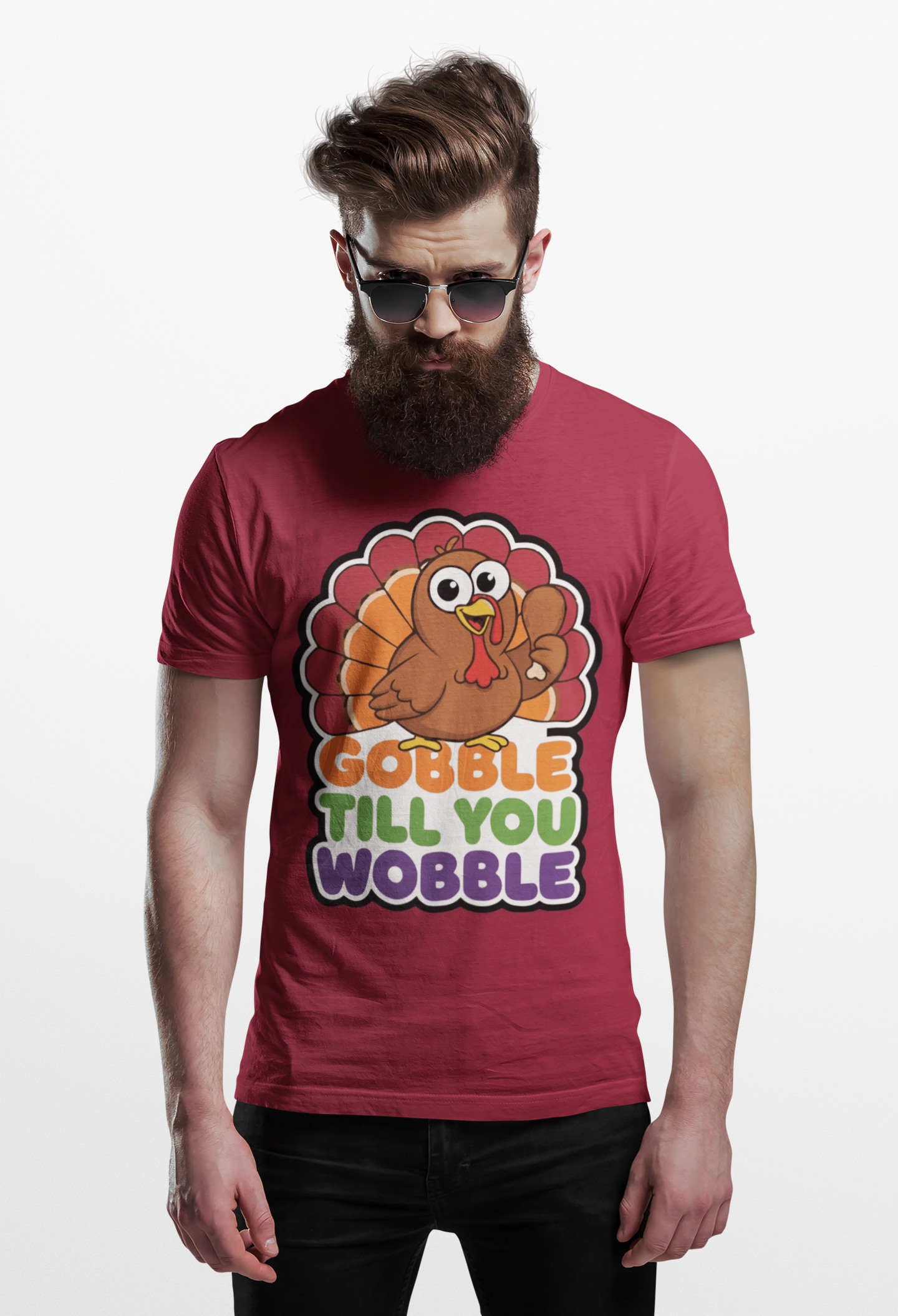 Gobble Till You Wobble Humorous Thanksgiving Turkey T-Shirt