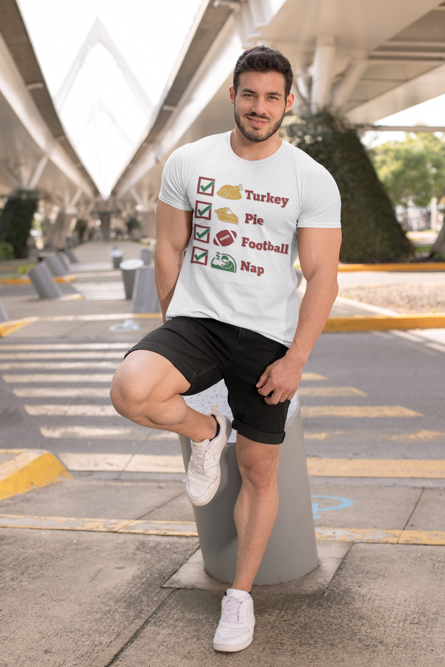Turkey Pie Football Nap Thanksgiving Checklist T-Shirt