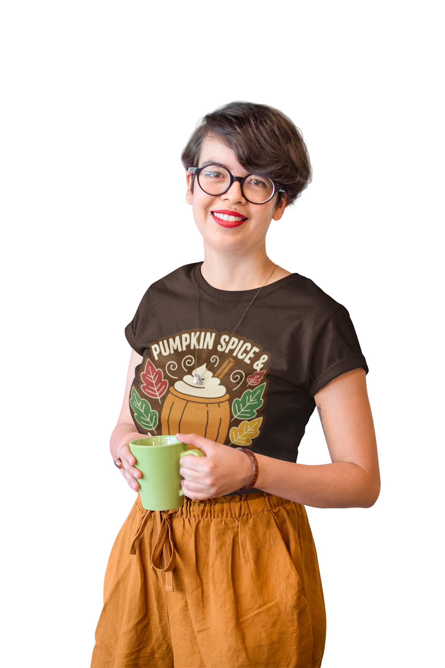 Pumpkin Spice & Thankful Vibes Autumn Fashion T-Shirt