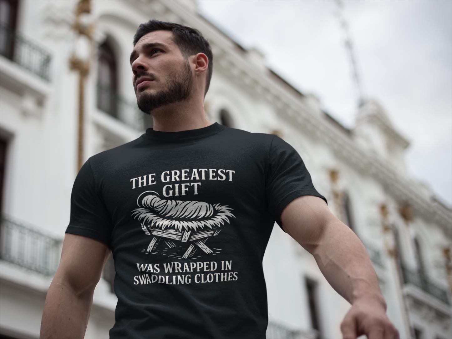 The Greatest Gift Was Wrapped In Swaddling Clothes Christian Christmas T-Shirt