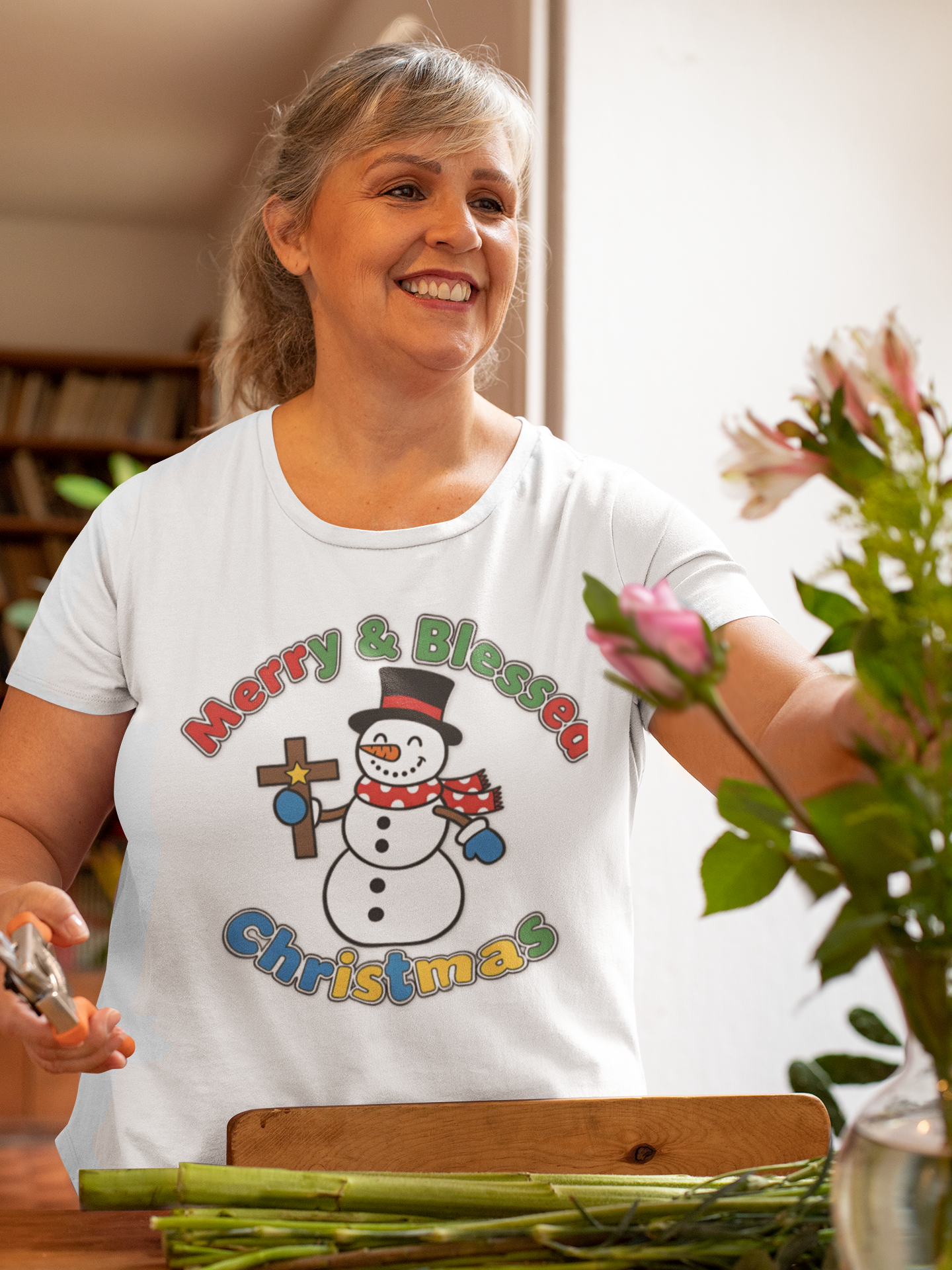 Merry and Blessed Christmas Snowman T-Shirt