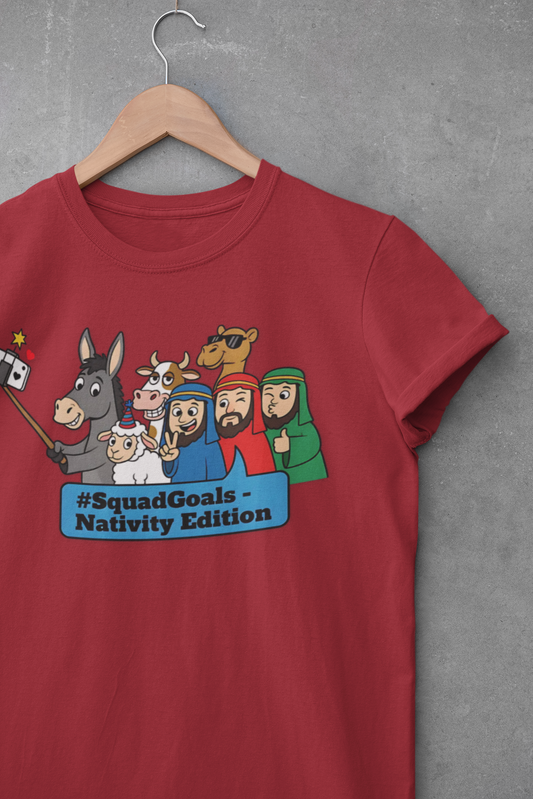 Nativity Squad Goals Selfie Funny Christmas Holiday T-Shirt
