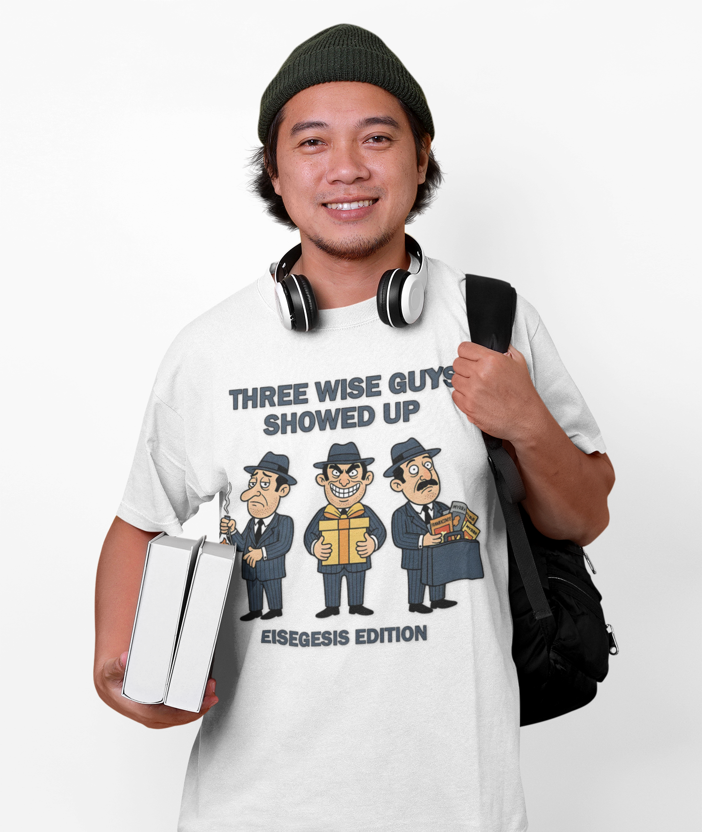Three Wise Guys Showed Up Eisegesis Edition Theology Humor Christmas T-Shirt