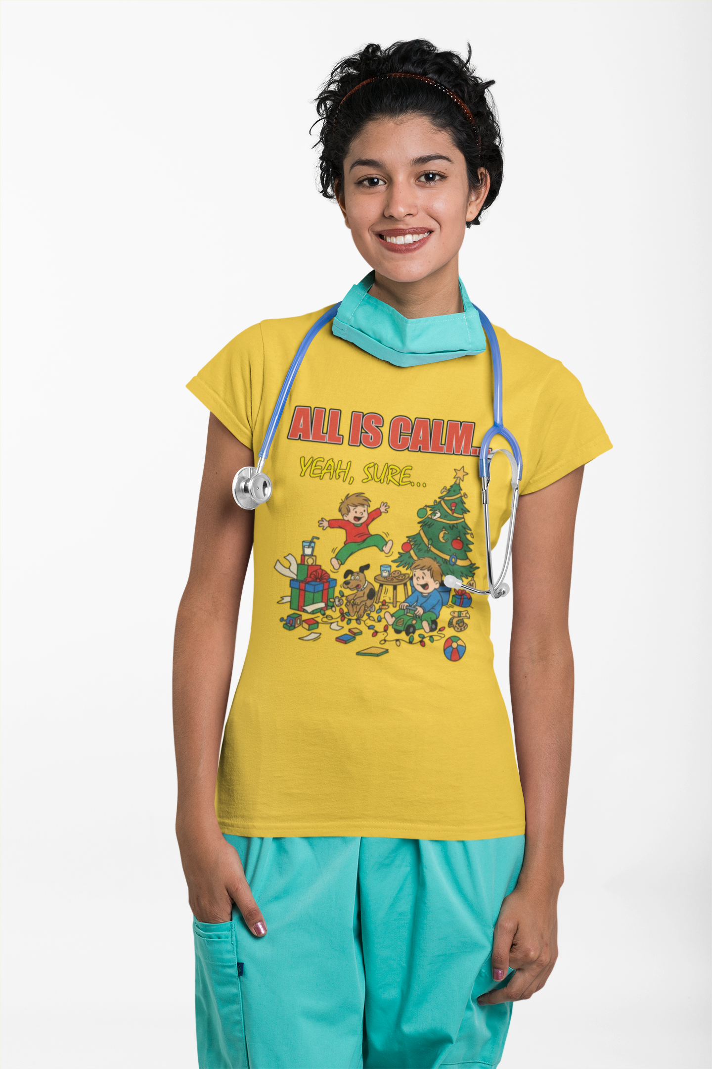 All is Calm Yeah Sure Funny Christmas T-Shirt