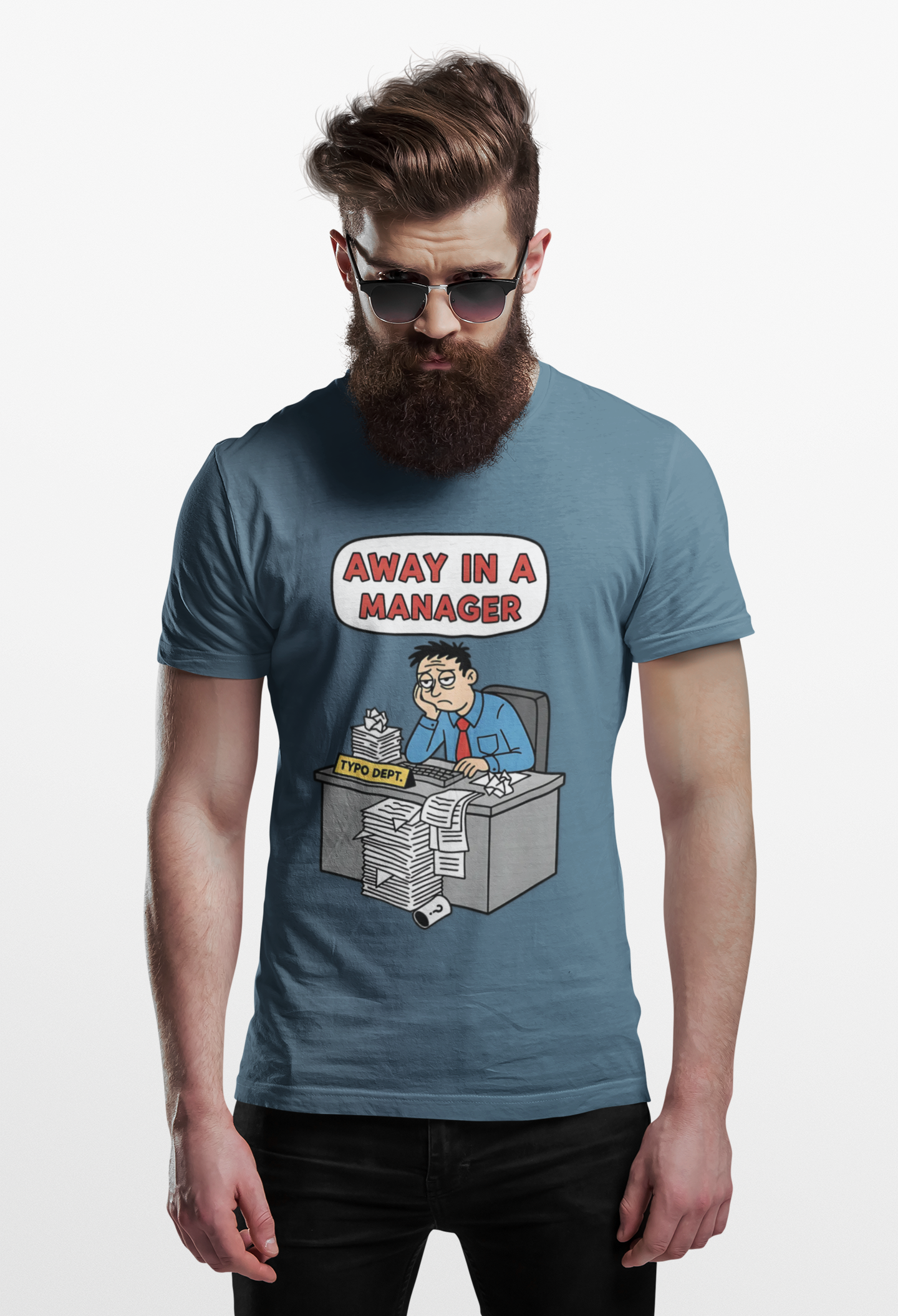 Away in a Manager Typo Dept Funny Office Humor Christmas T-Shirt