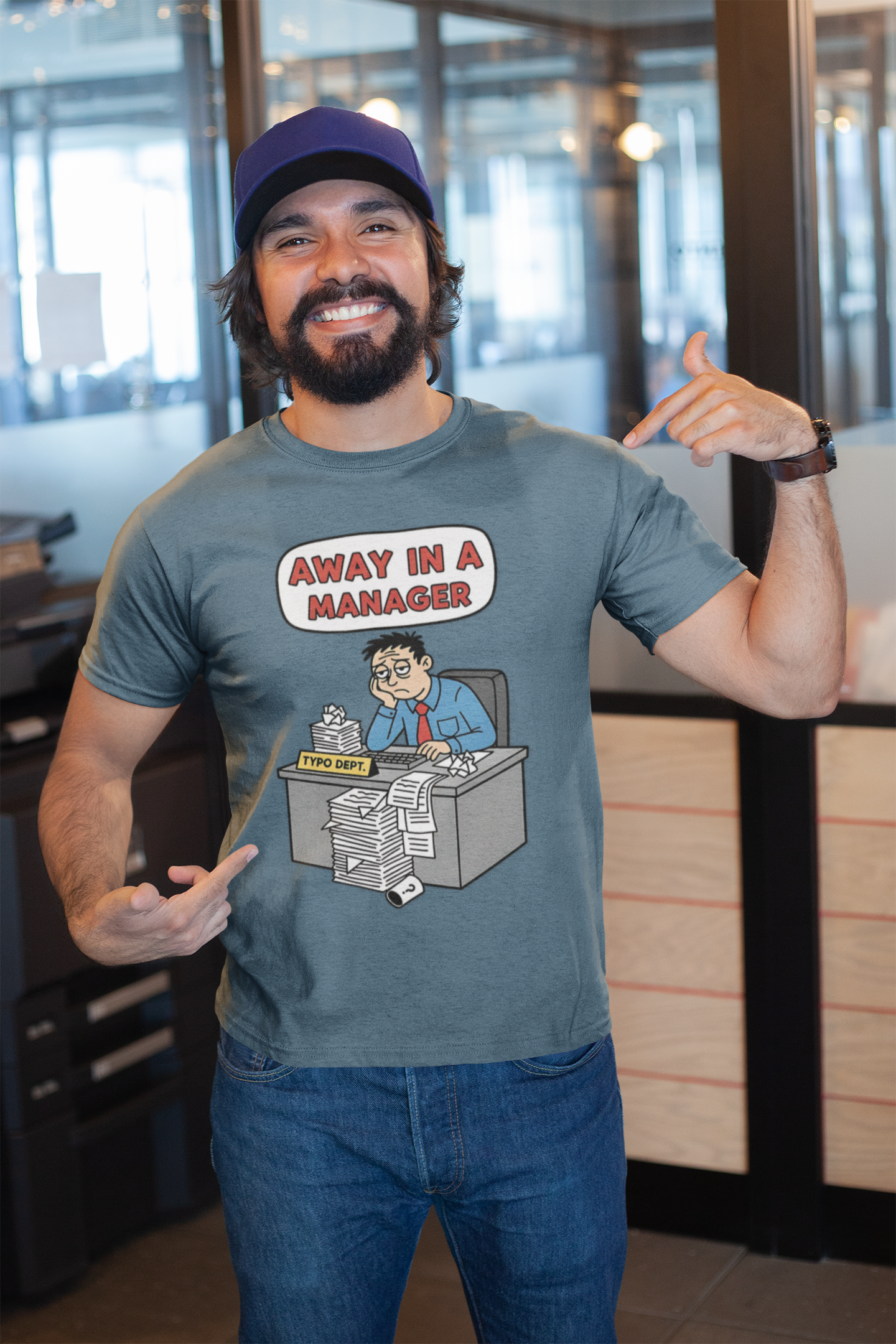 Away in a Manager Typo Dept Funny Office Humor Christmas T-Shirt