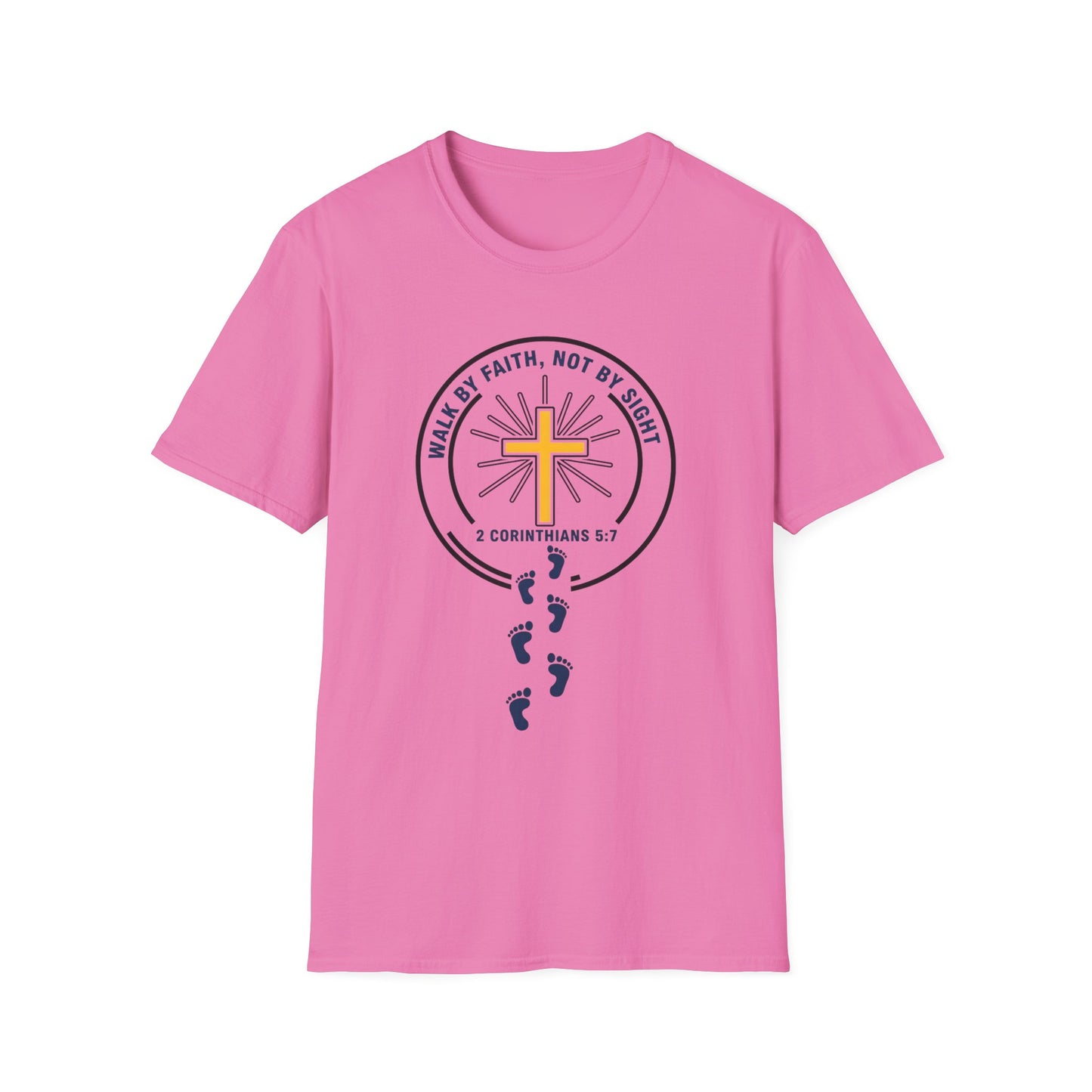 Walk by Faith Not by Sight Inspirational Christian T-Shirt 2 Corinthians 5:7