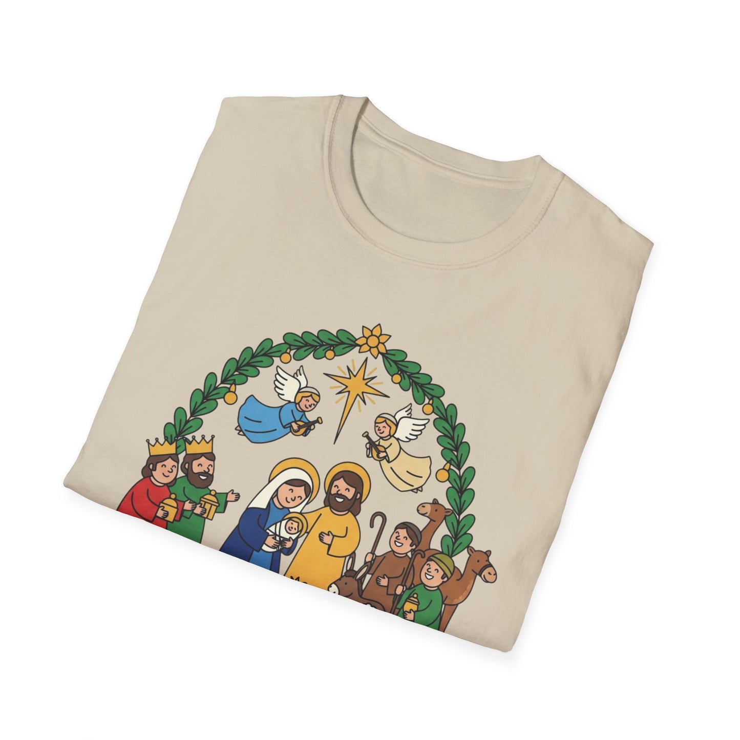 A085 - O Come Let Us Adore Him Christmas Nativity T-Shirt