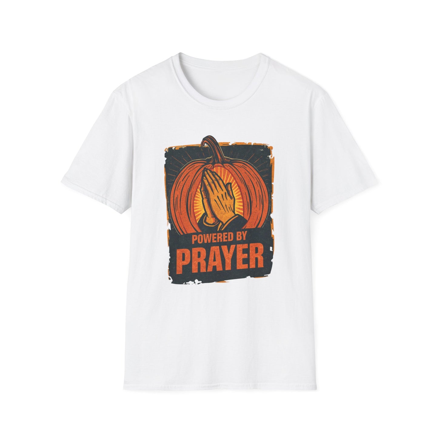 Powered by Prayer Pumpkin Unisex Graphic T-Shirt