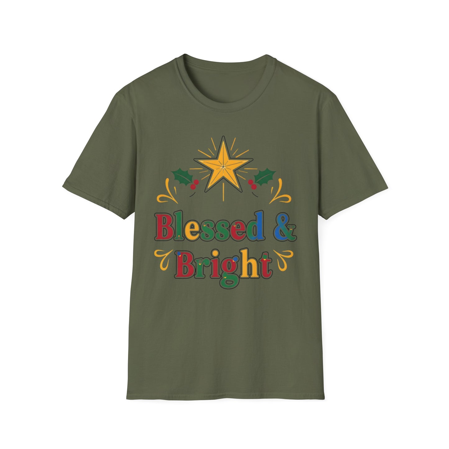Blessed & Bright Unisex Softstyle Christian Christmas T-Shirt
