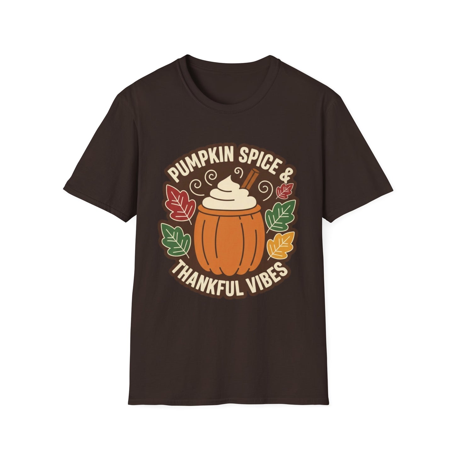 Pumpkin Spice & Thankful Vibes Autumn Fashion T-Shirt
