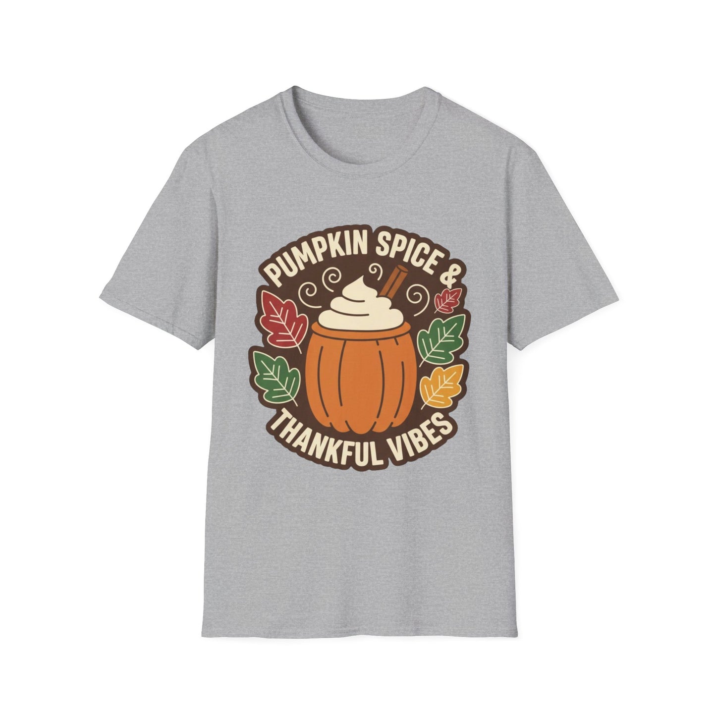 Pumpkin Spice & Thankful Vibes Autumn Fashion T-Shirt