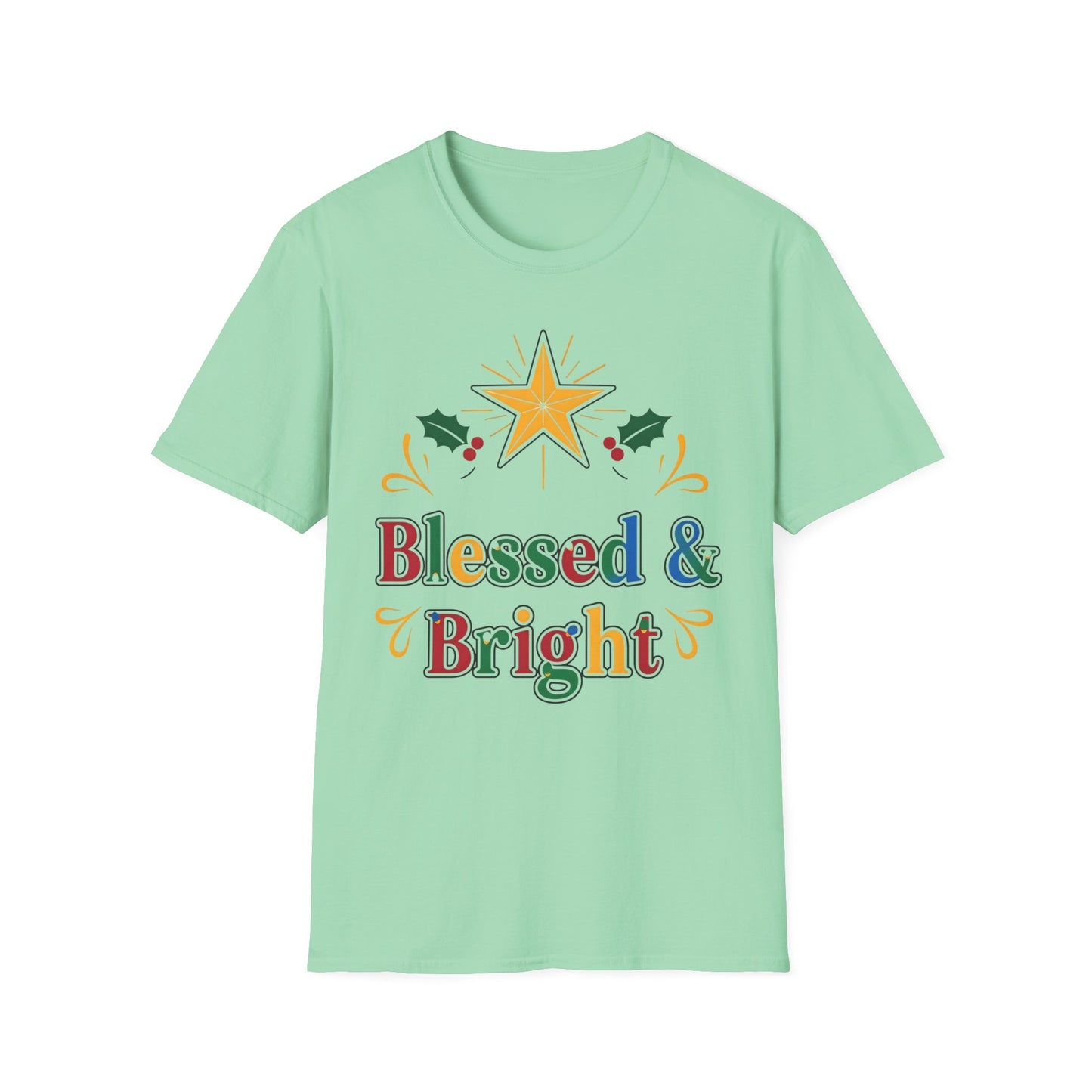 Blessed & Bright Unisex Softstyle Christian Christmas T-Shirt