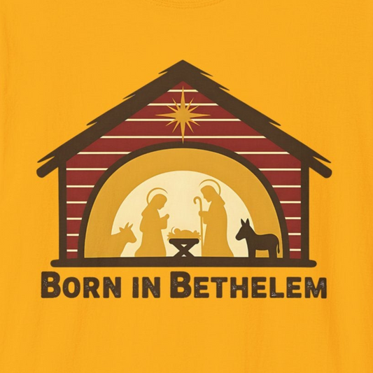 A076 - Born in Bethlehem Unisex Softstyle Christmas T-Shirt