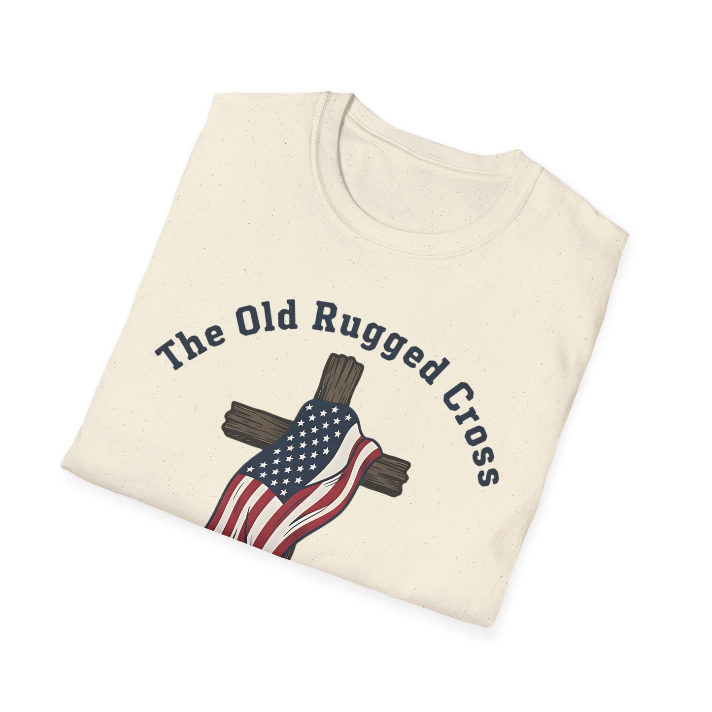 The Old Rugged Cross — American Flag-Draped Cross Christian Patriotic T‑Shirt