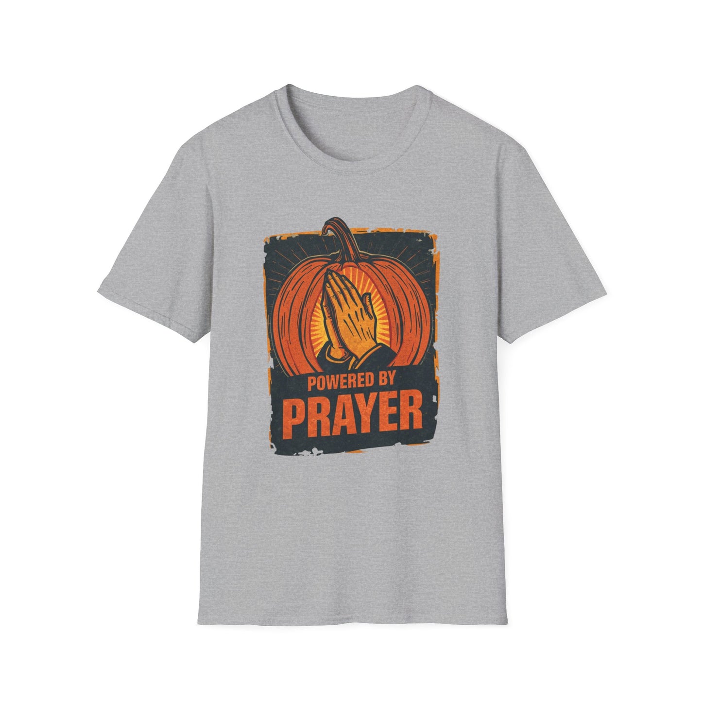 Powered by Prayer Pumpkin Unisex Graphic T-Shirt
