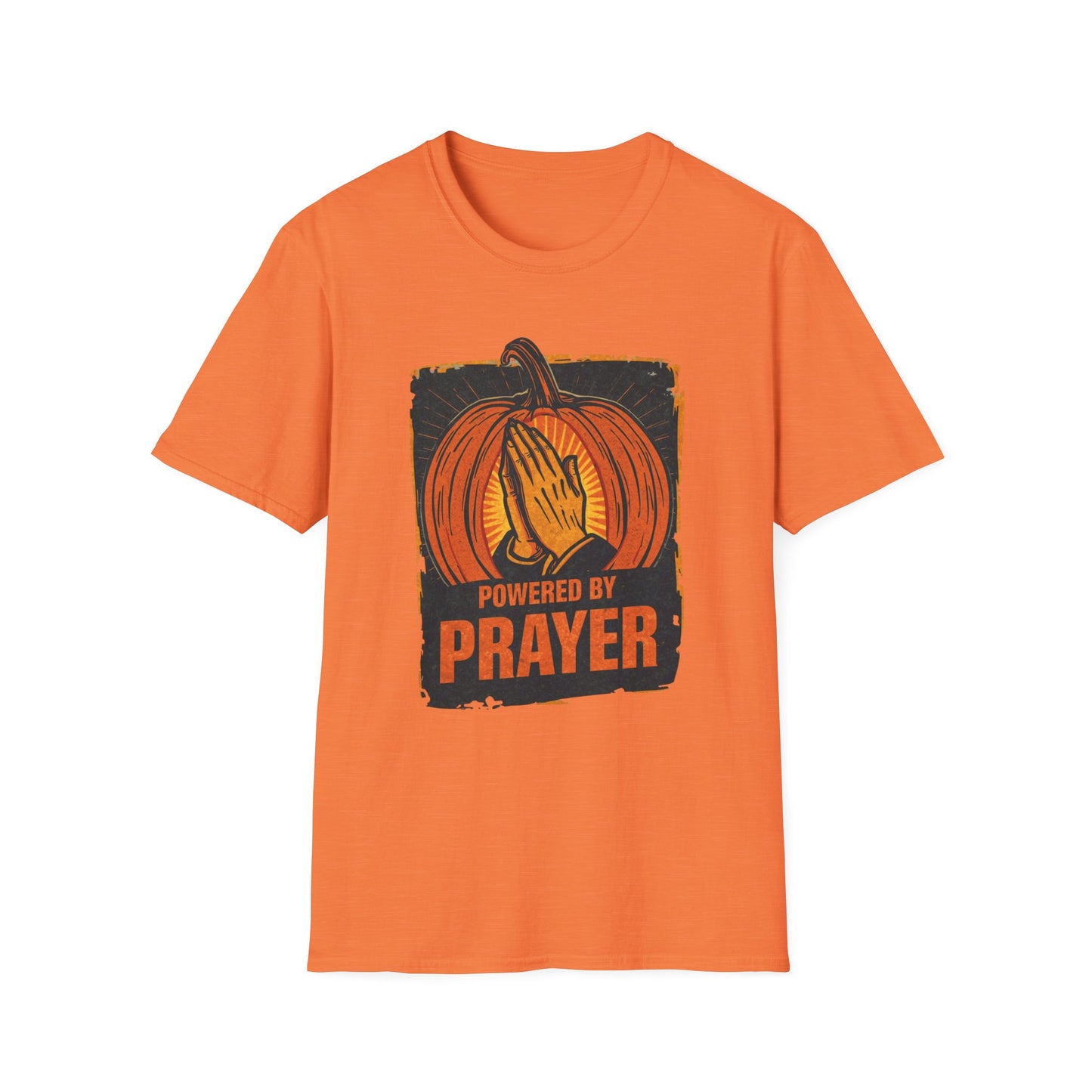 Powered by Prayer Pumpkin Unisex Graphic T-Shirt
