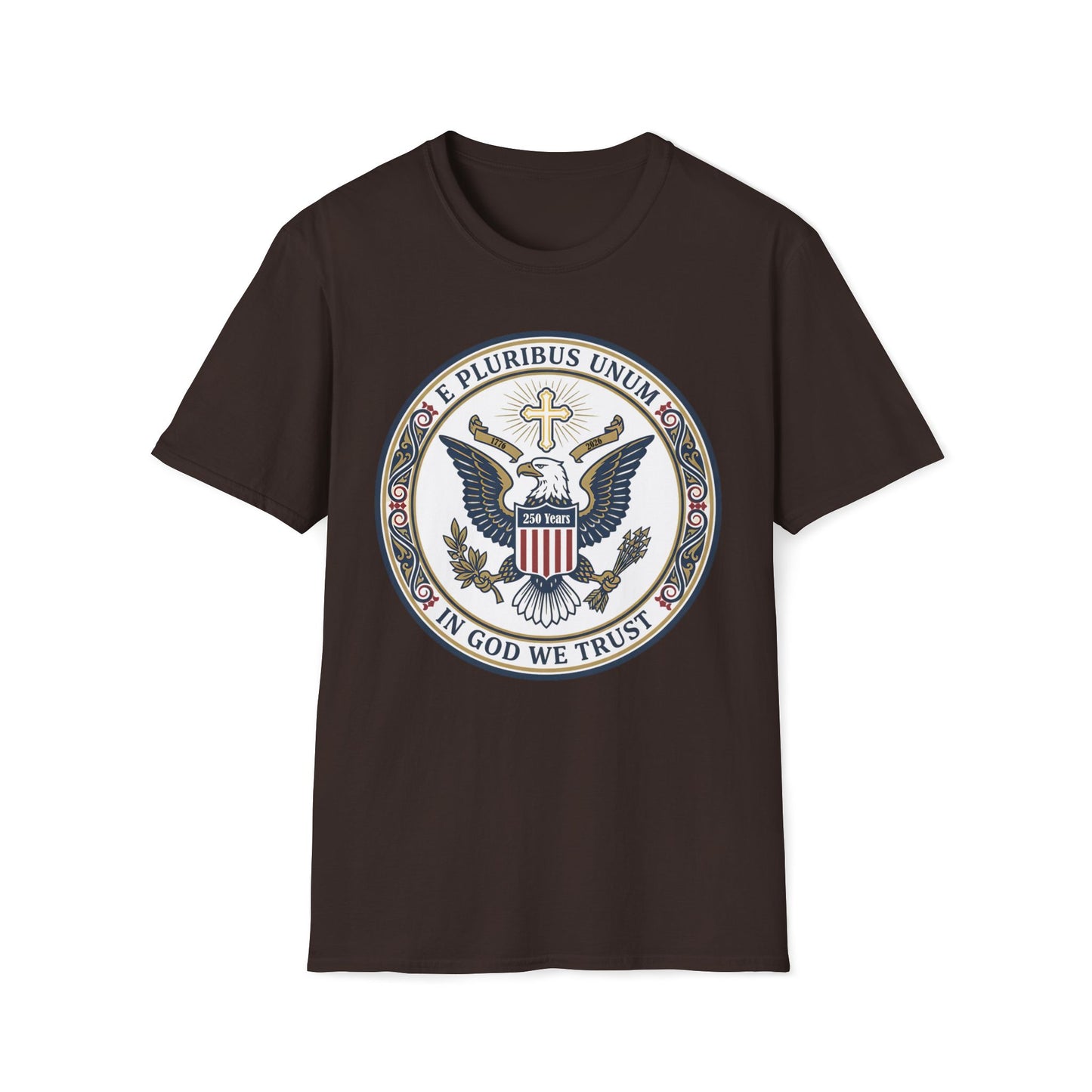 A175V2 - USA 250 Years • Patriotic Presidential Seal T-Shirt • E Pluribus Unum • In God We Trust