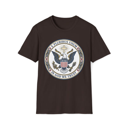 A175V2 - USA 250 Years • Patriotic Presidential Seal T-Shirt • E Pluribus Unum • In God We Trust