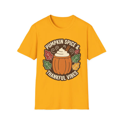 A052 - Pumpkin Spice & Thankful Vibes Autumn Fashion T-Shirt