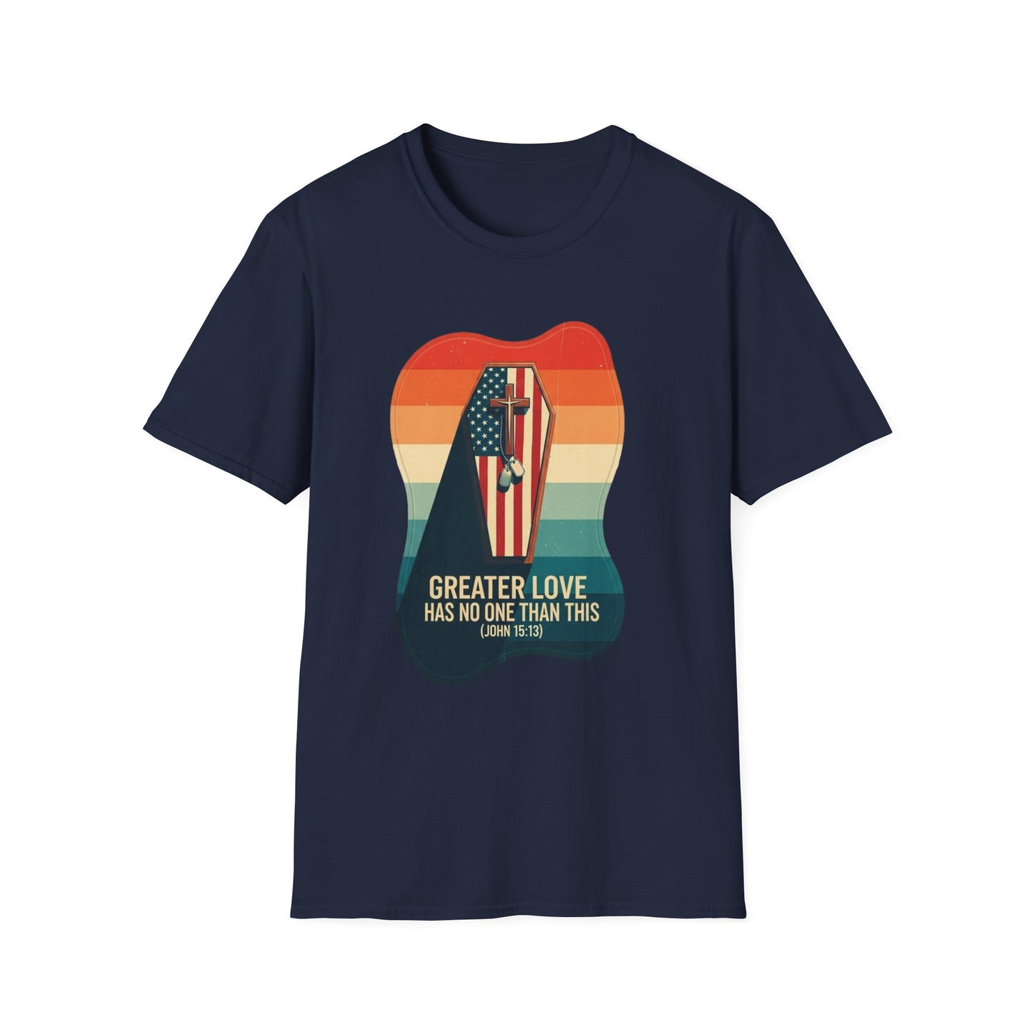 A039 - Greater Love Has No One Than This, Unisex Softstyle Christian Patriotic T-Shirt