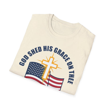 God Shed His Grace on Thee Christian Patriotic T-Shirt