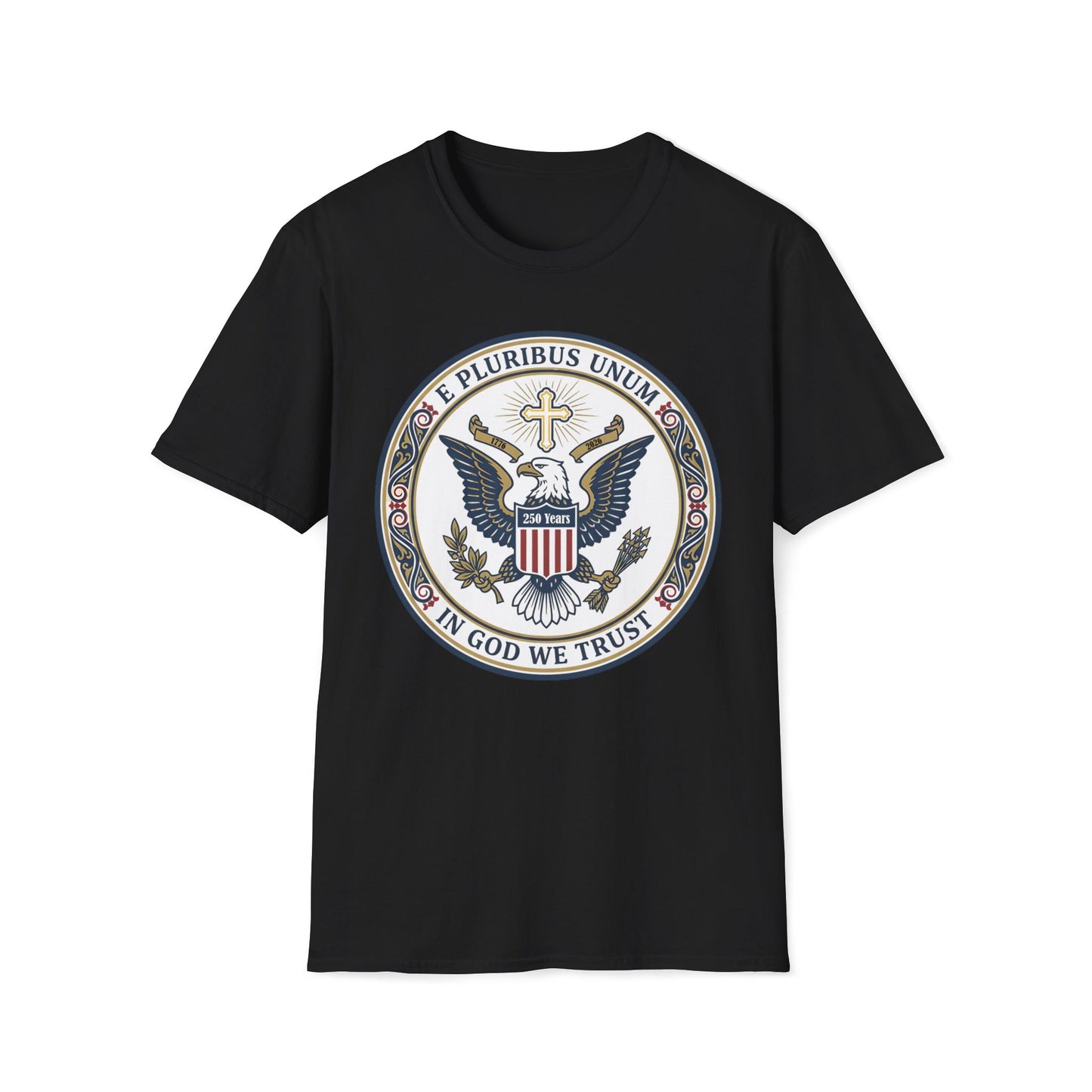 A175V2 - USA 250 Years • Patriotic Presidential Seal T-Shirt • E Pluribus Unum • In God We Trust