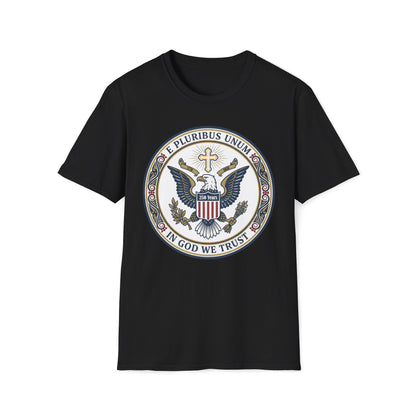 A175V2 - USA 250 Years • Patriotic Presidential Seal T-Shirt • E Pluribus Unum • In God We Trust