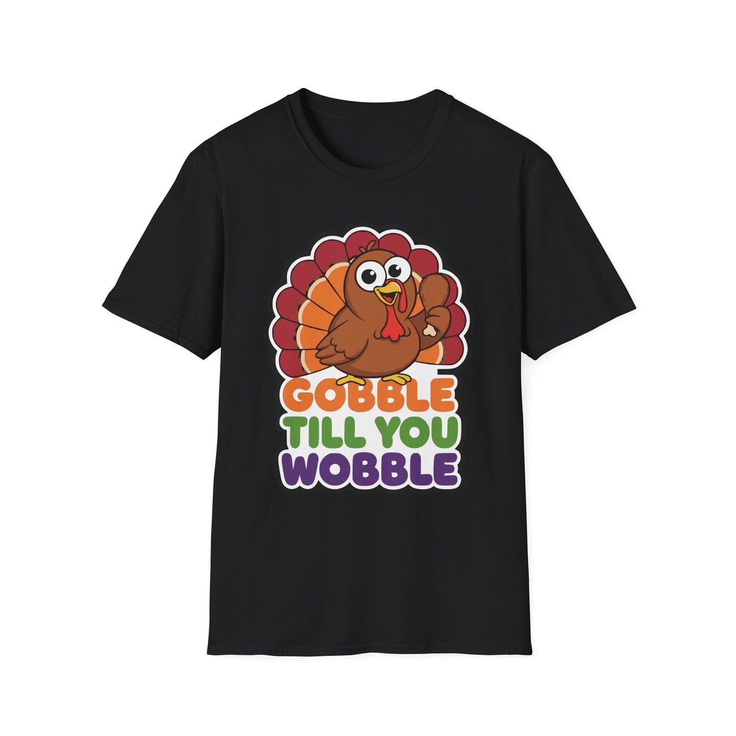 A048 - Gobble till You Wobble Humorous Thanksgiving Turkey T-Shirt