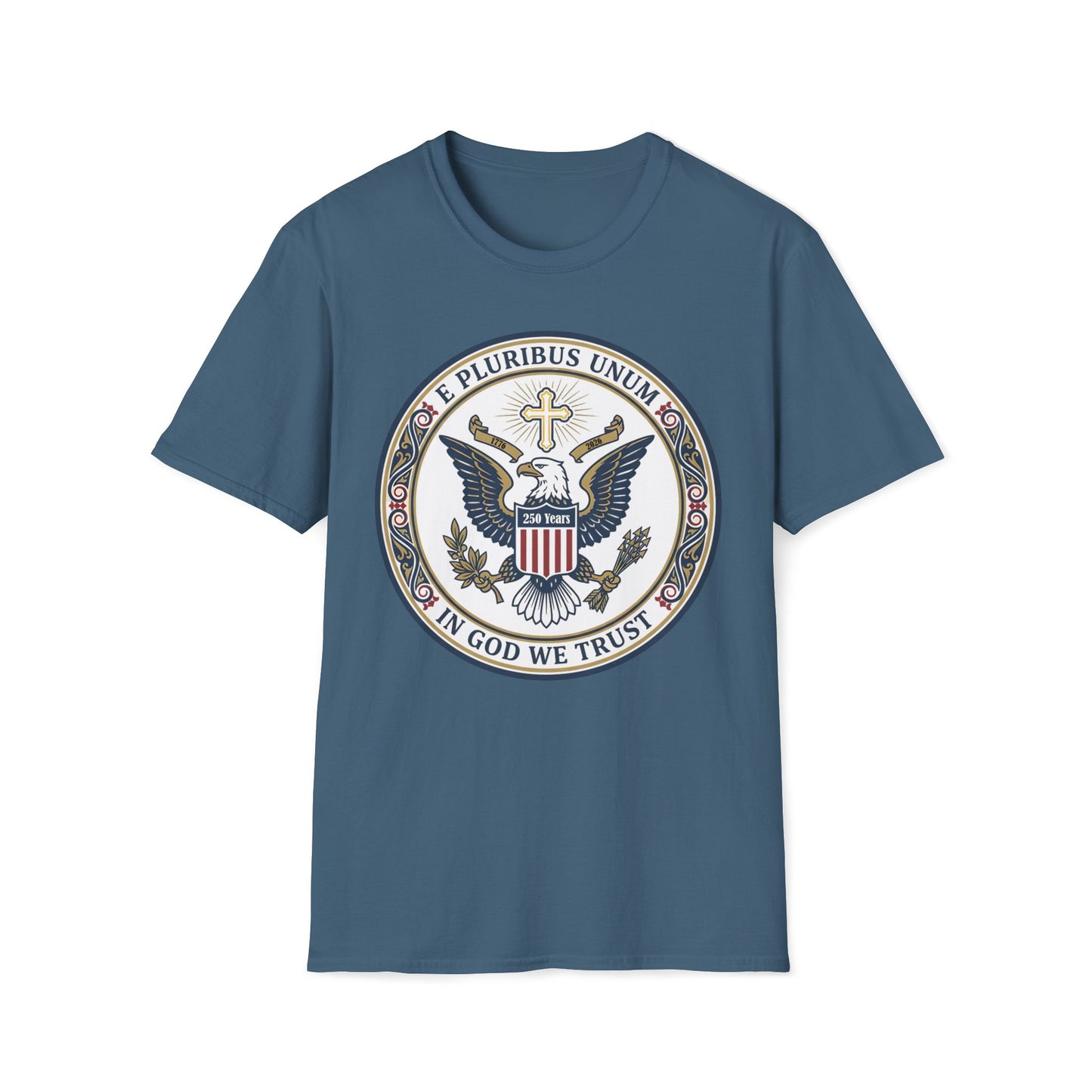 A175V2 - USA 250 Years • Patriotic Presidential Seal T-Shirt • E Pluribus Unum • In God We Trust