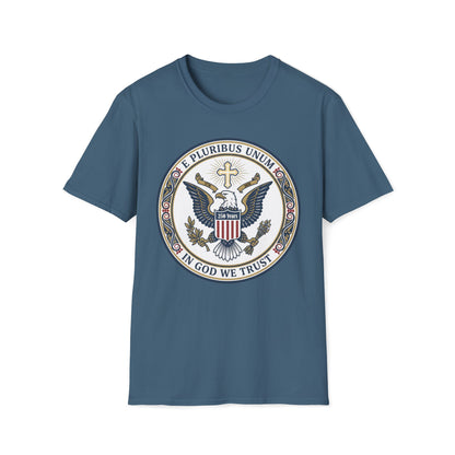 A175V2 - USA 250 Years • Patriotic Presidential Seal T-Shirt • E Pluribus Unum • In God We Trust