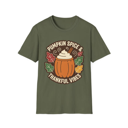 Pumpkin Spice & Thankful Vibes Autumn Fashion T-Shirt