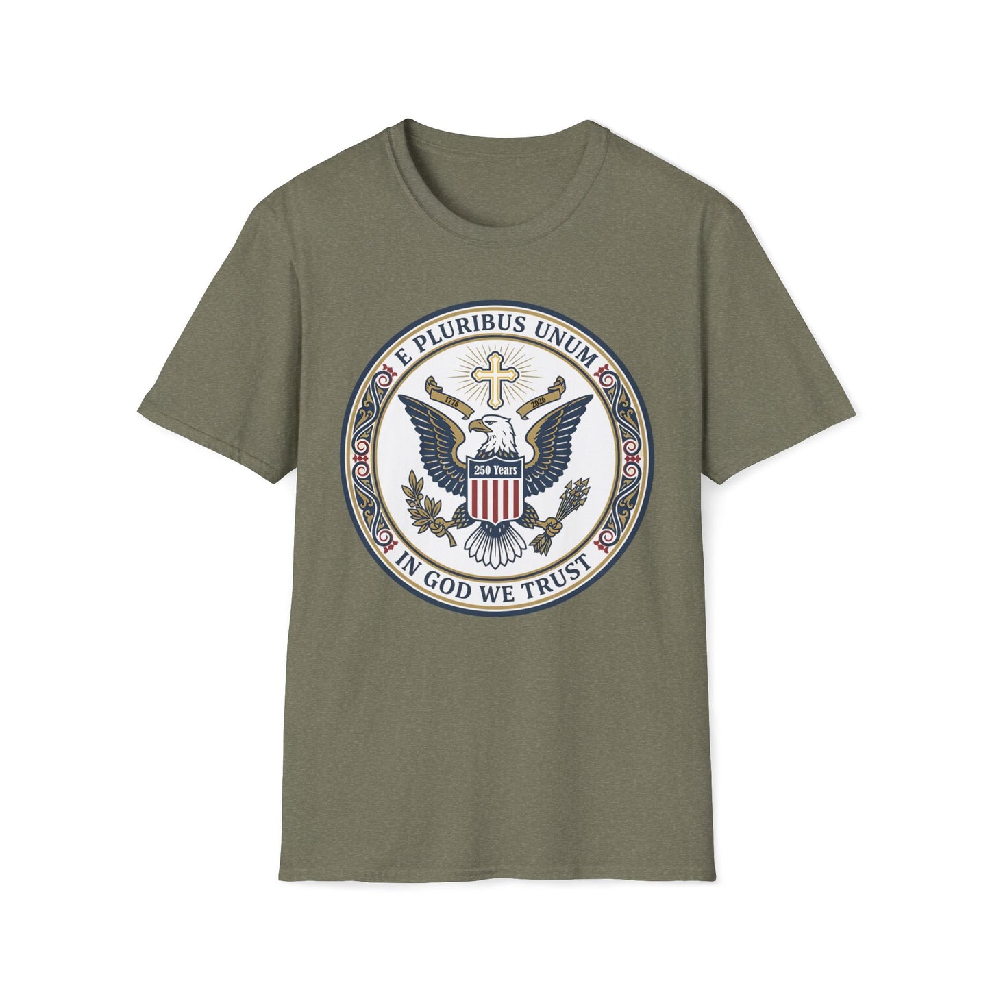 A175V2 - USA 250 Years • Patriotic Presidential Seal T-Shirt • E Pluribus Unum • In God We Trust