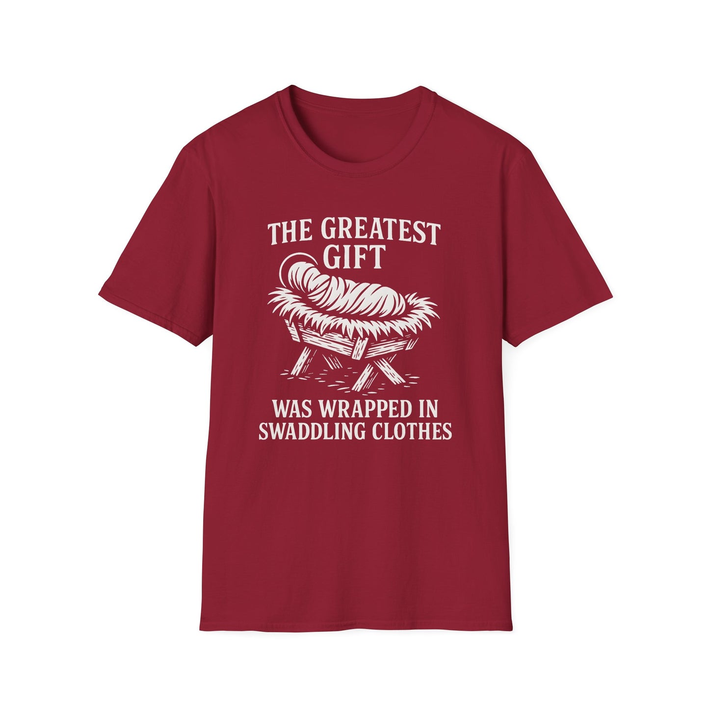 A065V2 - The Greatest Gift Was Wrapped in Swaddling Clothes Christian Christmas T-Shirt