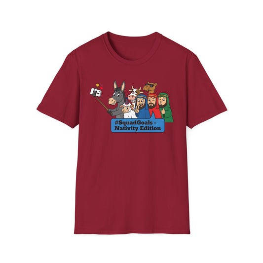 A093 - Nativity Squad Goals Selfie Funny Christmas Holiday T-Shirt