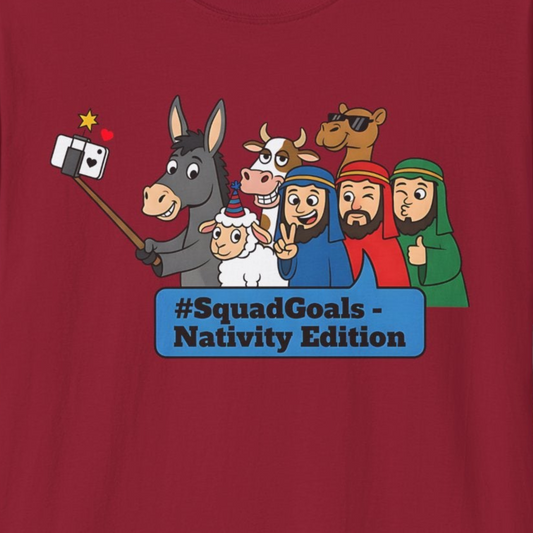 A093 - Nativity Squad Goals Selfie Funny Christmas Holiday T-Shirt