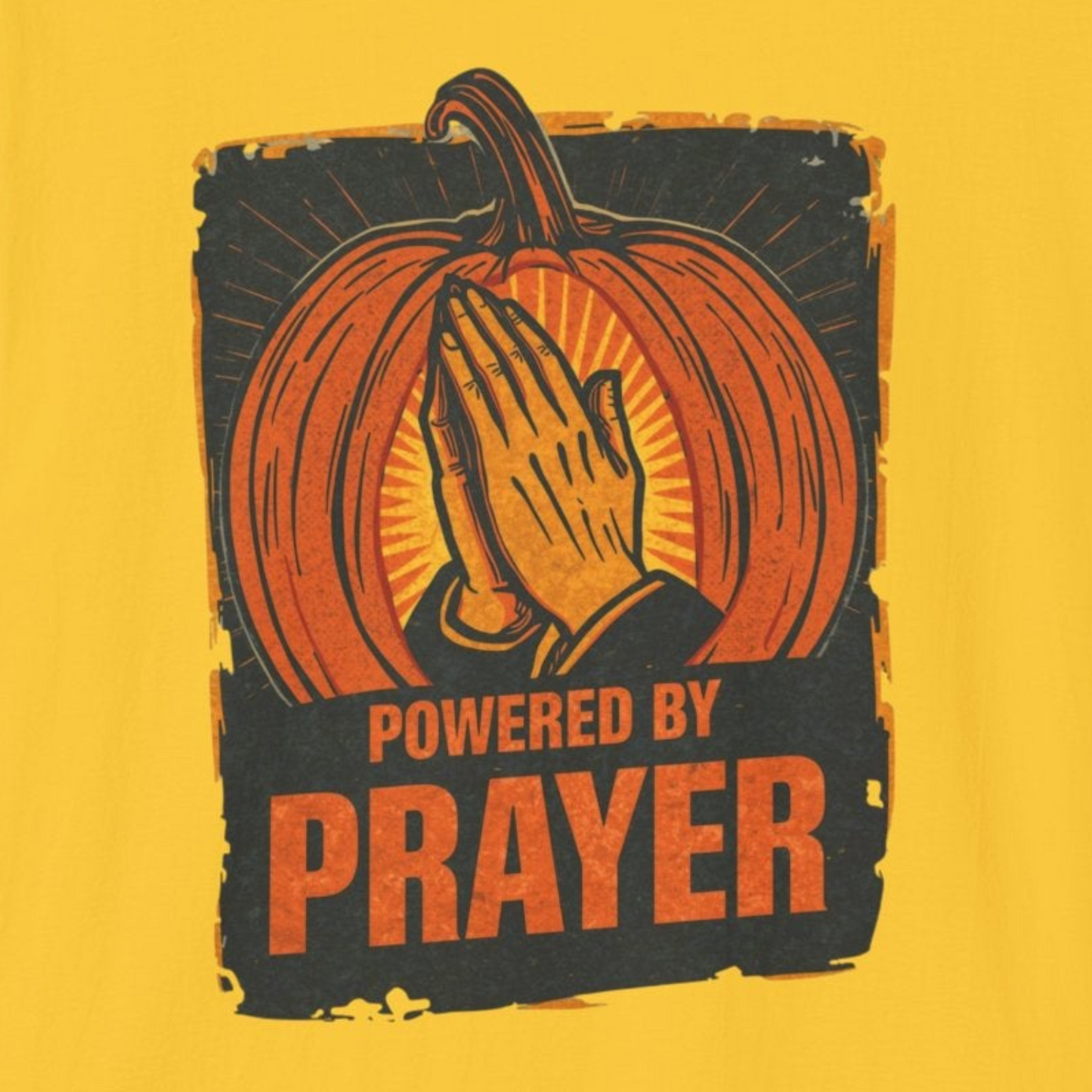 A029 - Powered by Prayer Pumpkin Unisex Graphic T-Shirt
