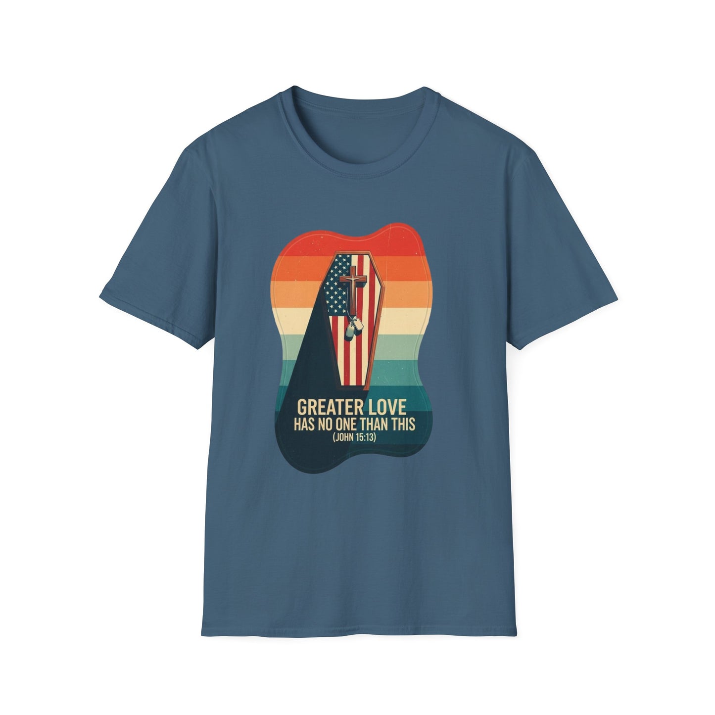 A039 - Greater Love Has No One Than This, Unisex Softstyle Christian Patriotic T-Shirt